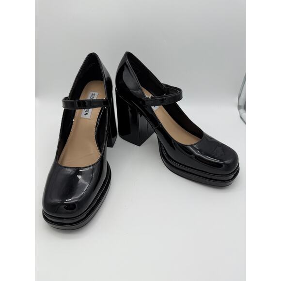 Steve Madden Shoes - Steve Madden Nylo 1432 Black Shiny Leather Mary Jane Pumps Shoes Size 8.5M